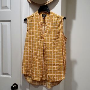 Jones NY Signature Mustard Print Top Size M